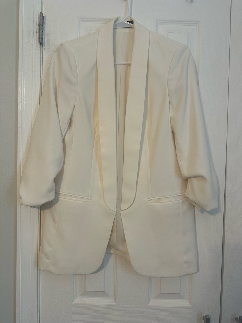 Express Cream Open-Front Shawl Collar Blazer